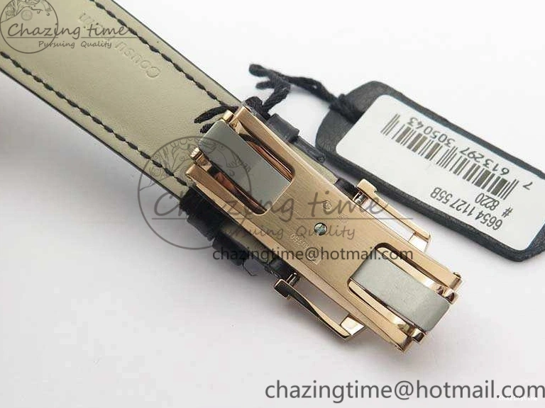 1228 Villeret 6654 RG Complicated Function OMF 1:1 Best Edition White Texture Dial On Leather Strap A Bright 8105